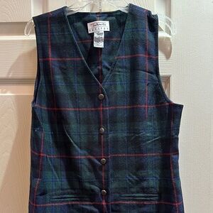 Talbots Navy and Red Plaid Midi Dress Vintage